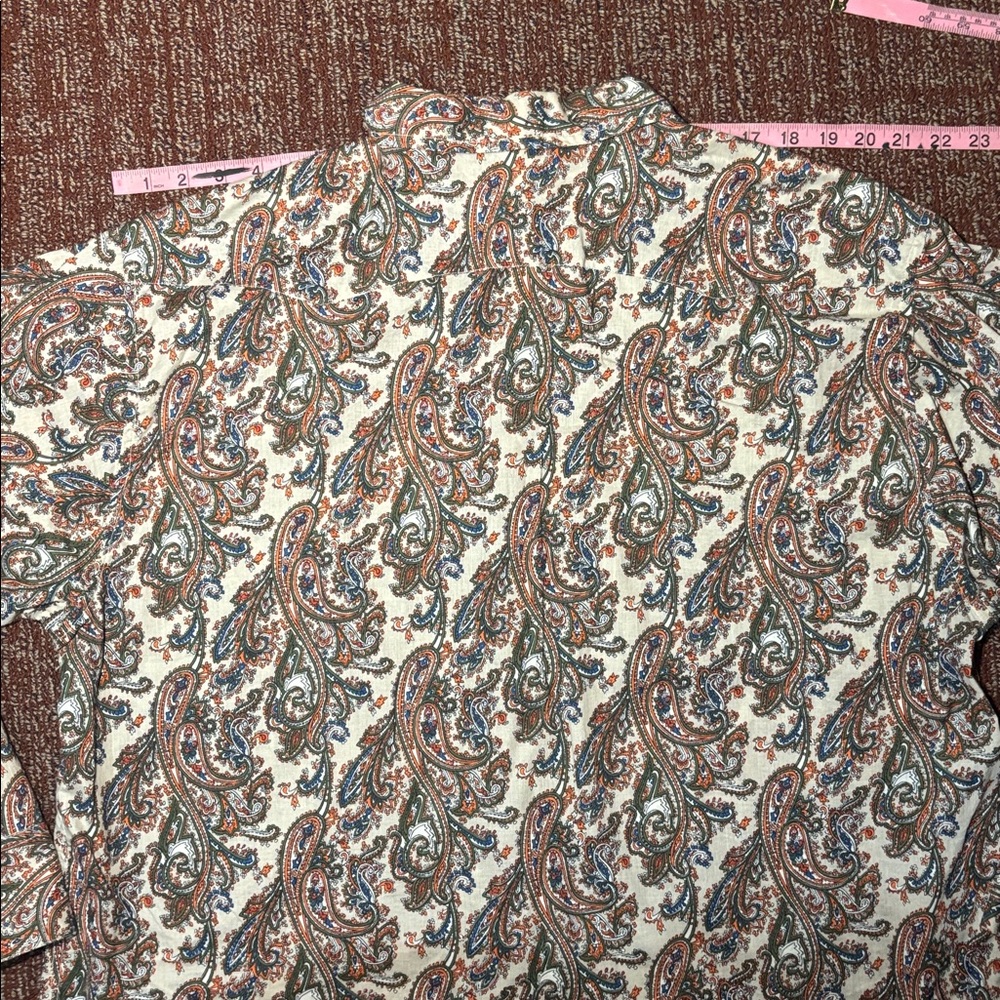 Multicolor Paisley Cotton Shirt bold pearl snap button front western long sleeve - Picture 11 of 12